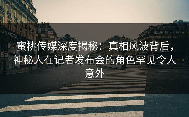 蜜桃传媒深度揭秘：真相风波背后，神秘人在记者发布会的角色罕见令人意外