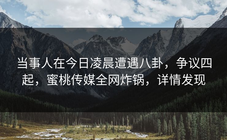 当事人在今日凌晨遭遇八卦,争议四起,蜜桃传媒全网炸锅,详情发现 当事人在今日凌晨遭遇八卦,争议四起,蜜桃传媒全网炸锅,详情发现