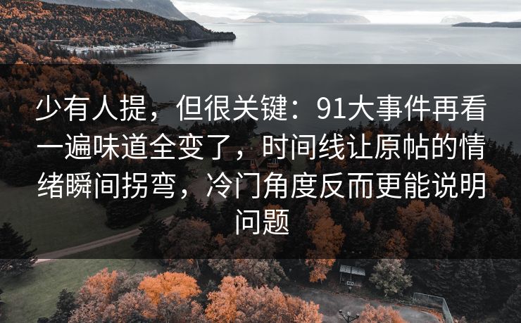 少有人提，但很关键：91大事件再看一遍味道全变了，时间线让原帖的情绪瞬间拐弯，冷门角度反而更能说明问题