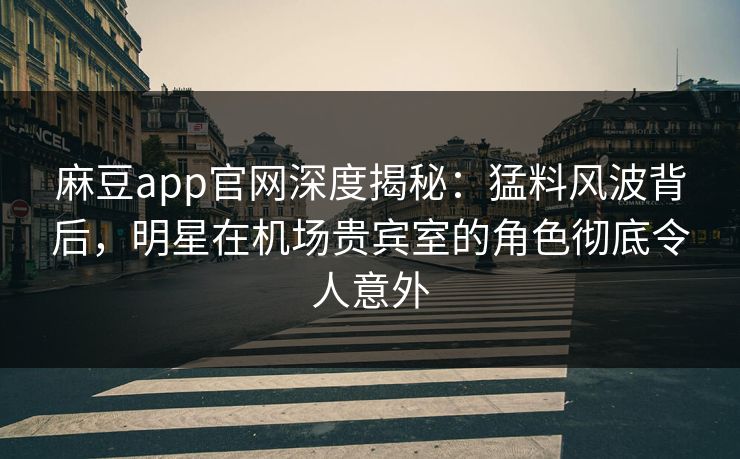 麻豆app官网深度揭秘：猛料风波背后，明星在机场贵宾室的角色彻底令人意外