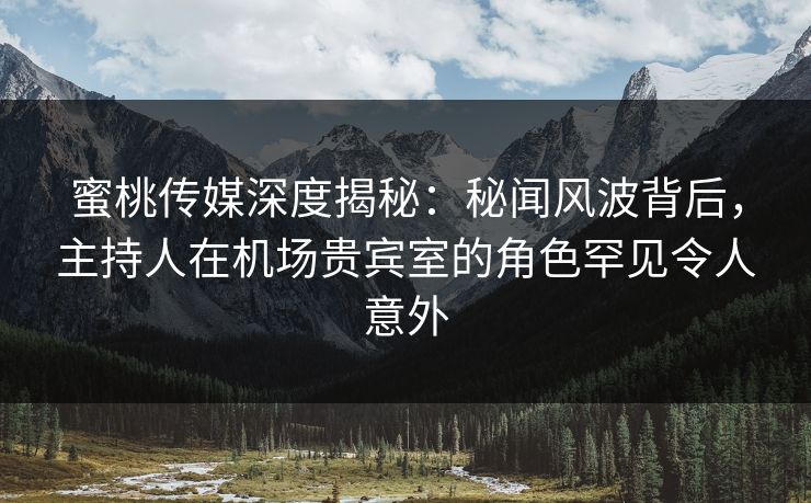 蜜桃传媒深度揭秘：秘闻风波背后，主持人在机场贵宾室的角色罕见令人意外