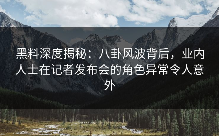 黑料深度揭秘:八卦风波背后,业内人士在记者发布会的角色异常令人意外 黑料深度揭秘:八卦风波背后,业内人士在记者发布会的角色异常令人意外