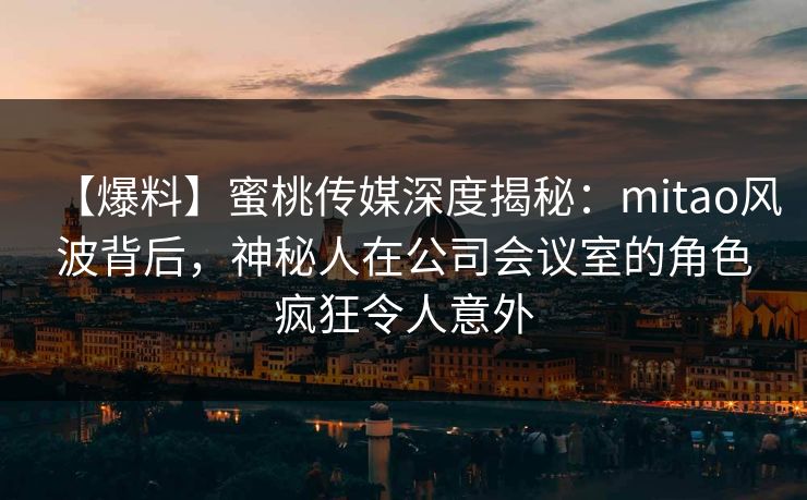 【爆料】蜜桃传媒深度揭秘：mitao风波背后，神秘人在公司会议室的角色疯狂令人意外