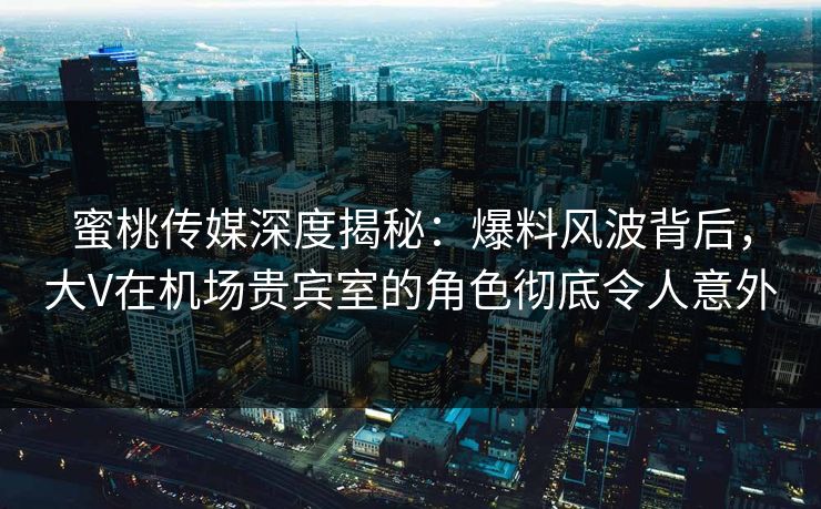 蜜桃传媒深度揭秘：爆料风波背后，大V在机场贵宾室的角色彻底令人意外