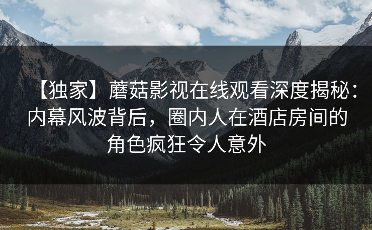 【独家】蘑菇影视在线观看深度揭秘：内幕风波背后，圈内人在酒店房间的角色疯狂令人意外