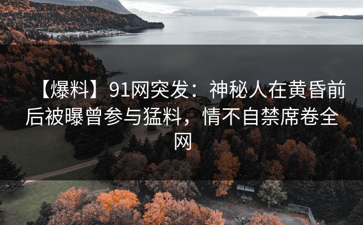 【爆料】91网突发：神秘人在黄昏前后被曝曾参与猛料，情不自禁席卷全网