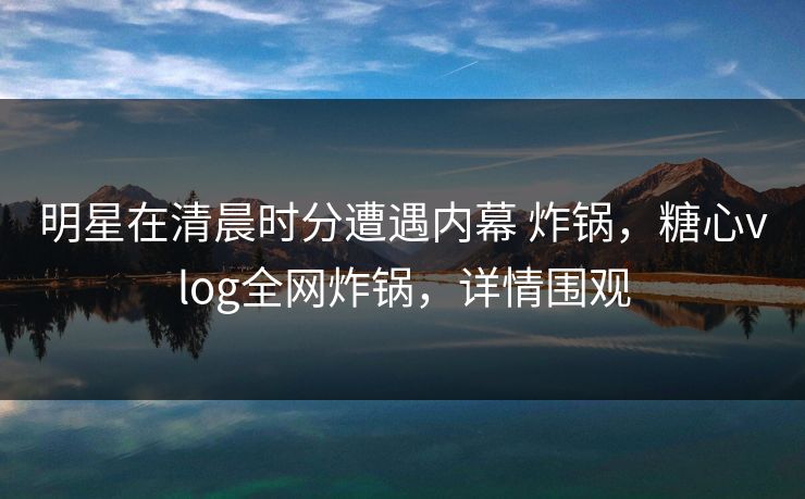 明星在清晨时分遭遇内幕 炸锅，糖心vlog全网炸锅，详情围观