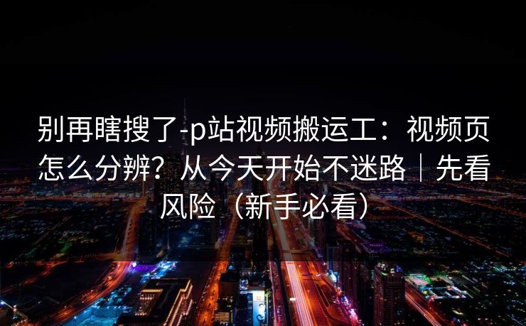 别再瞎搜了-p站视频搬运工：视频页怎么分辨？从今天开始不迷路｜先看风险（新手必看）