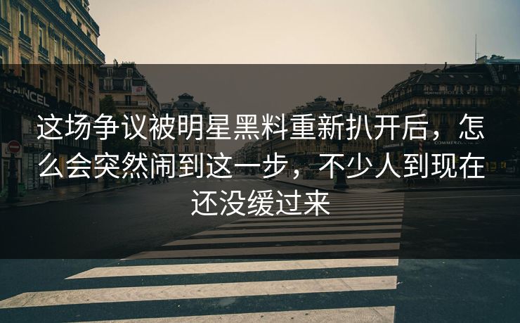 这场争议被明星黑料重新扒开后，怎么会突然闹到这一步，不少人到现在还没缓过来